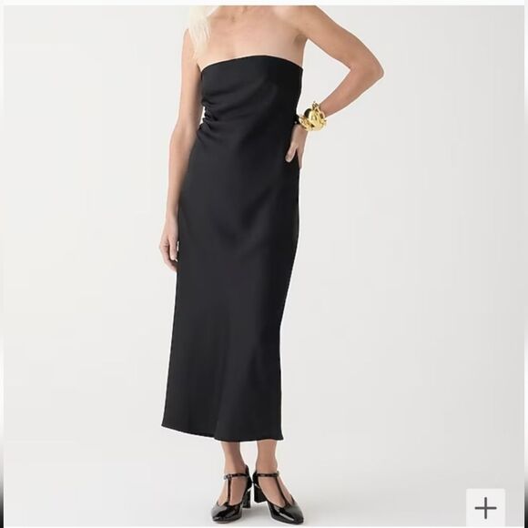 J CREW‎ Collection strapless Gwyneth slip dress in luster charmeuse Black Size 4 - Picture 1 of 8